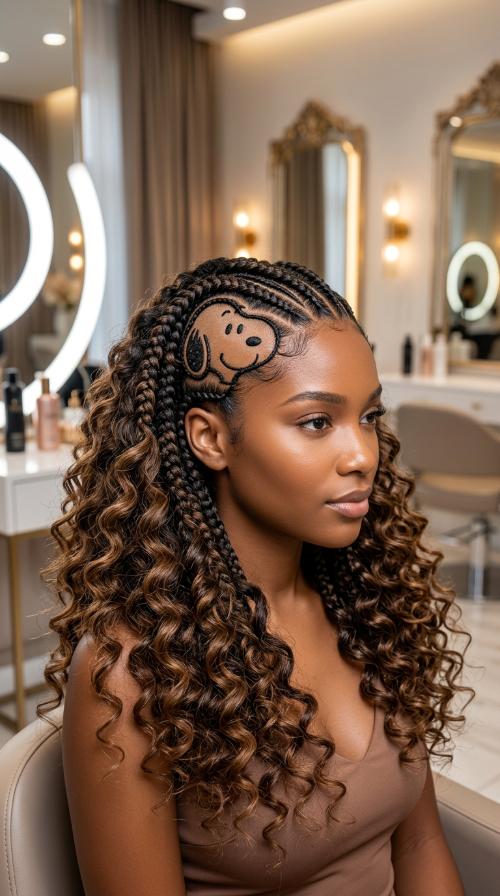 Peanuts Gang Cornrow Design