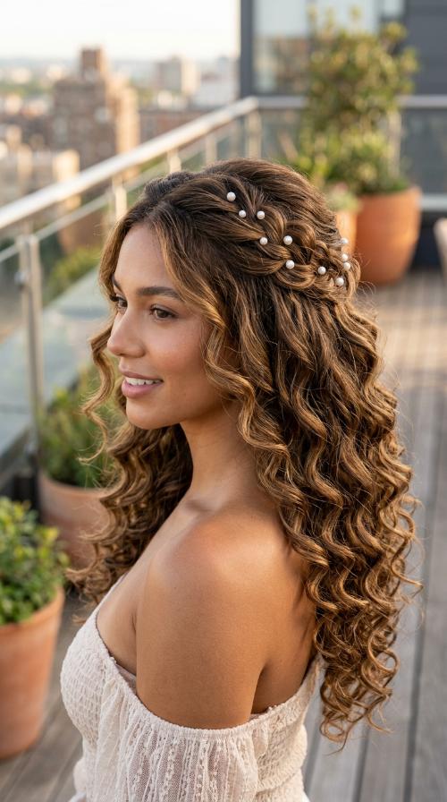 Pearl-Adorned Loose Curls