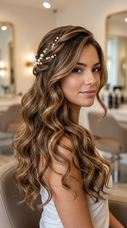 Pearl-Adorned Side Sweep
