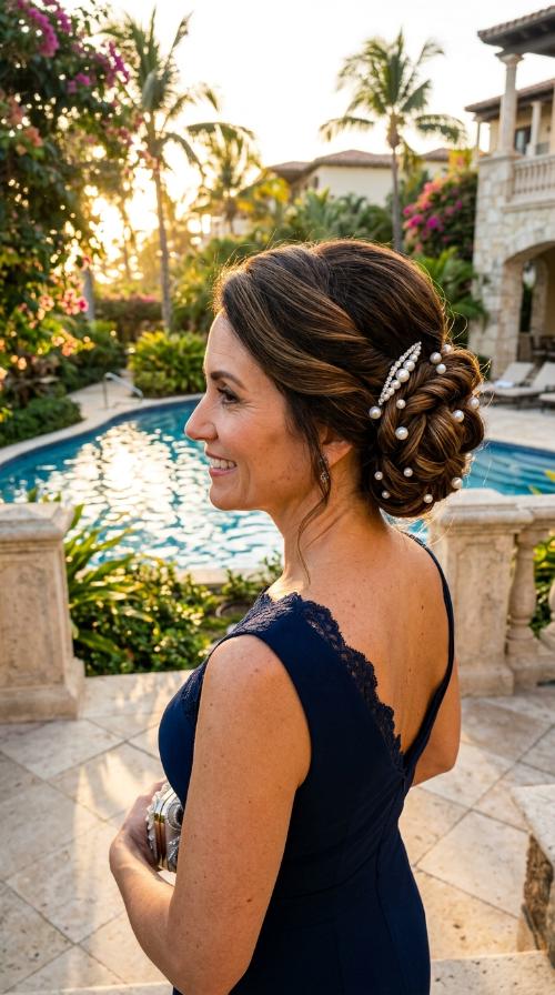 Pearl-Adorned Twisted Bun