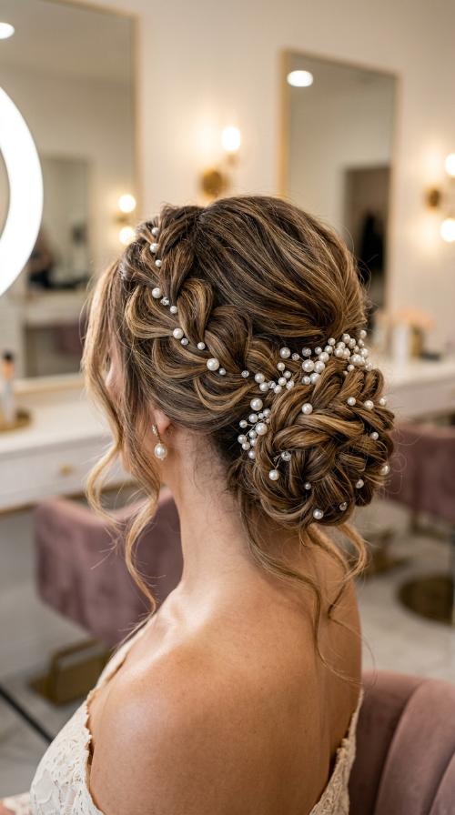 Pearl-Encrusted Low Bun