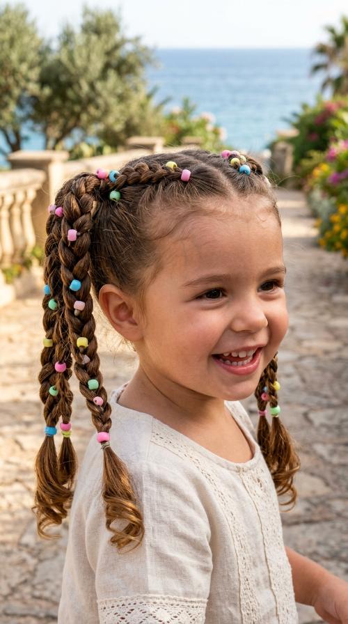 Pigtail Braids with Secure Pastel Beads