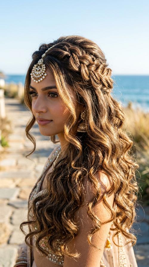 Pin-Straight Hair with Statement Maang Tikka