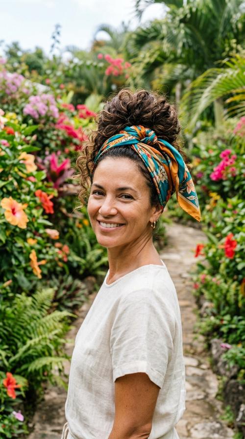 Pineapple Bun with a Silk Scarf