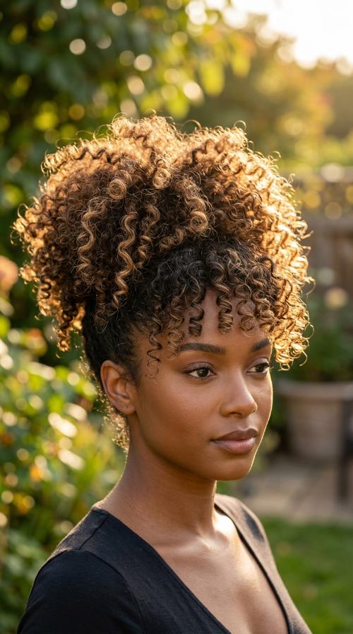 Pineapple Updo with Faux Bangs