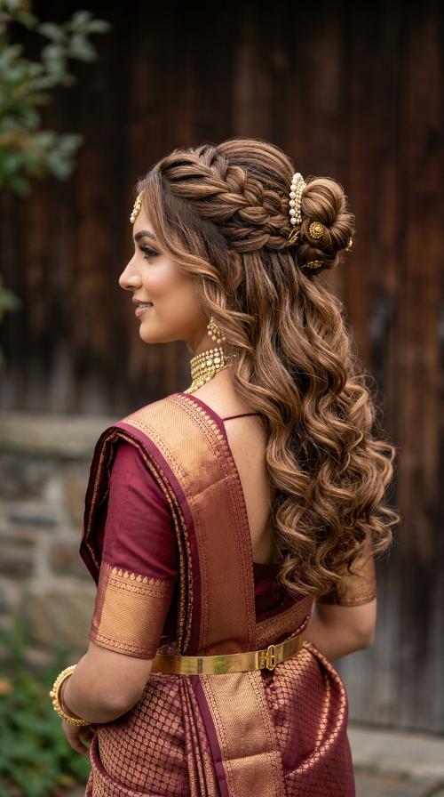 Polished Top Knot for Belted Saree