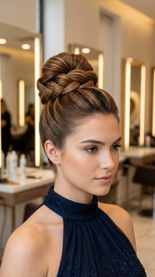 Polished Top Knot for High Necklines