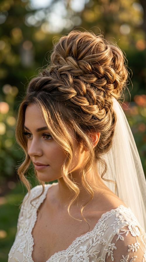 Queen Anne Neckline with a Regal High Bun
