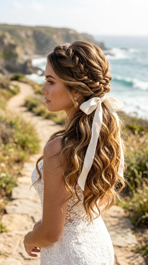 Ribbon-Tied Low Ponytail