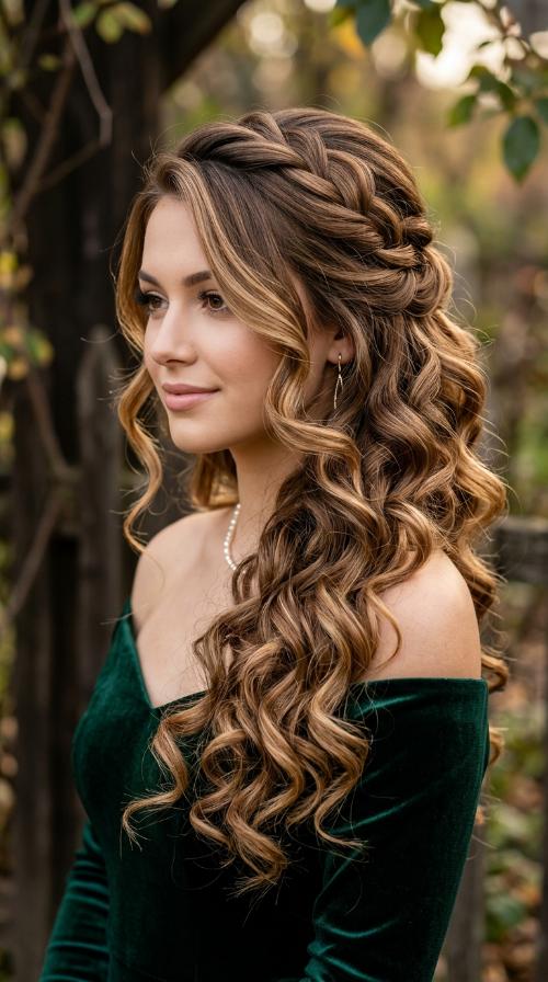 Romantic Side-Swept Curls