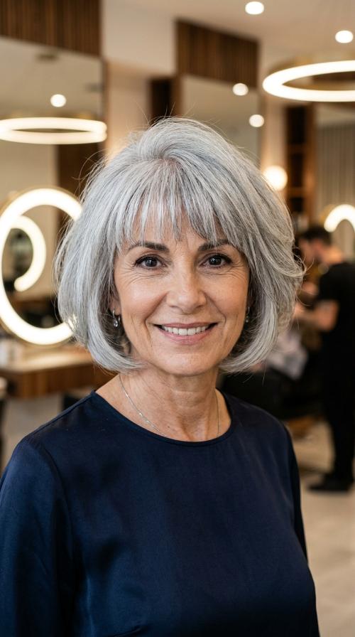Rounded Bob with Bangs