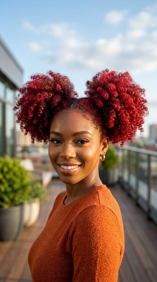 Ruby Red Afro Puffs