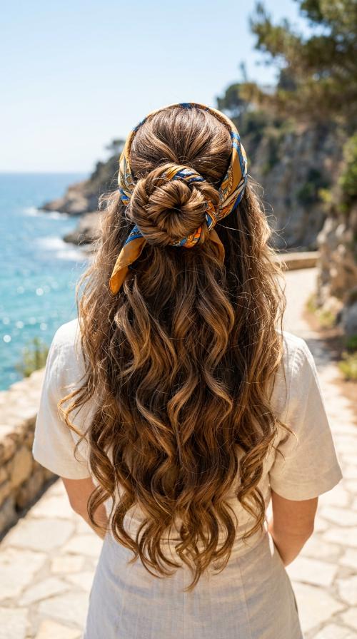 Scarf-Wrapped Bun