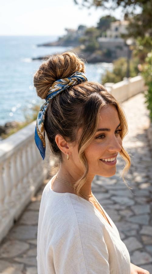 Scarf-Wrapped Bun