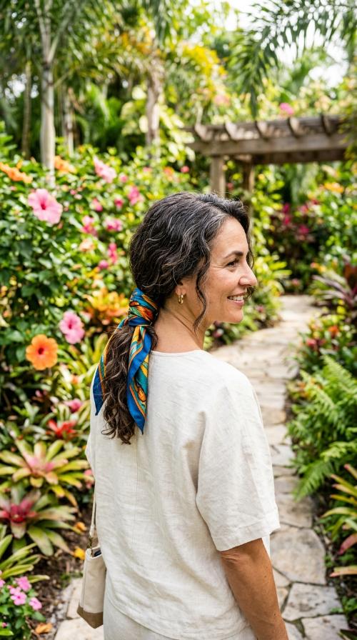 Scarf-Wrapped Low Ponytail