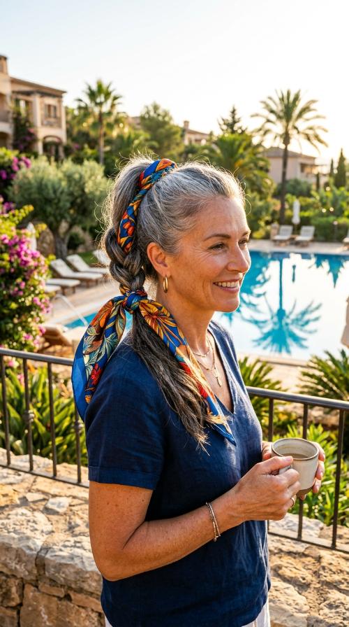 Scarf-Wrapped Ponytail