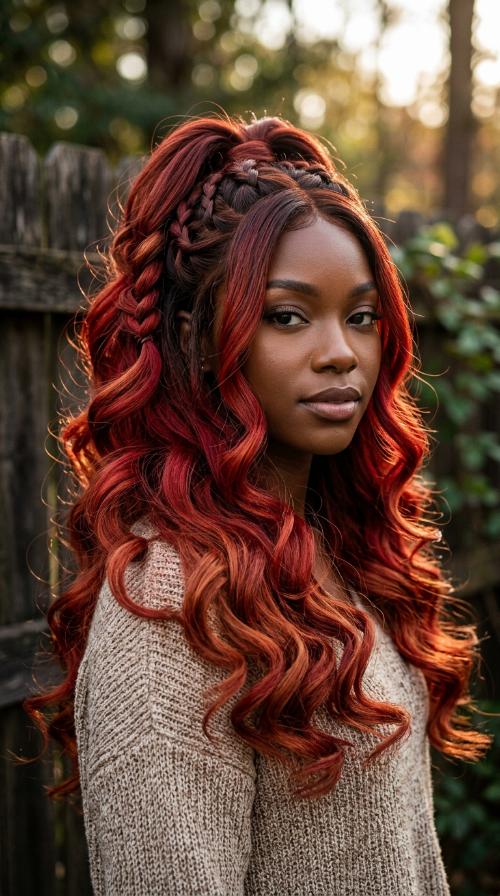Scarlet Red Ombre Waves