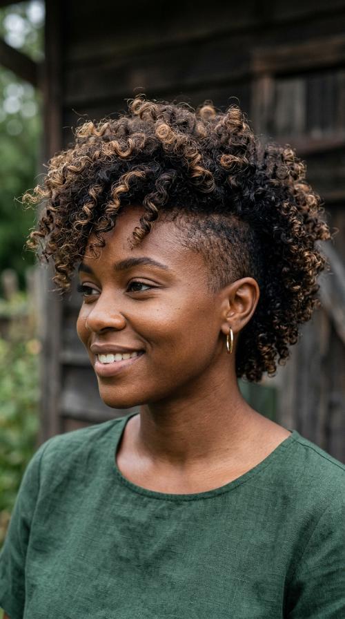 Shaved Side with Natural Curls