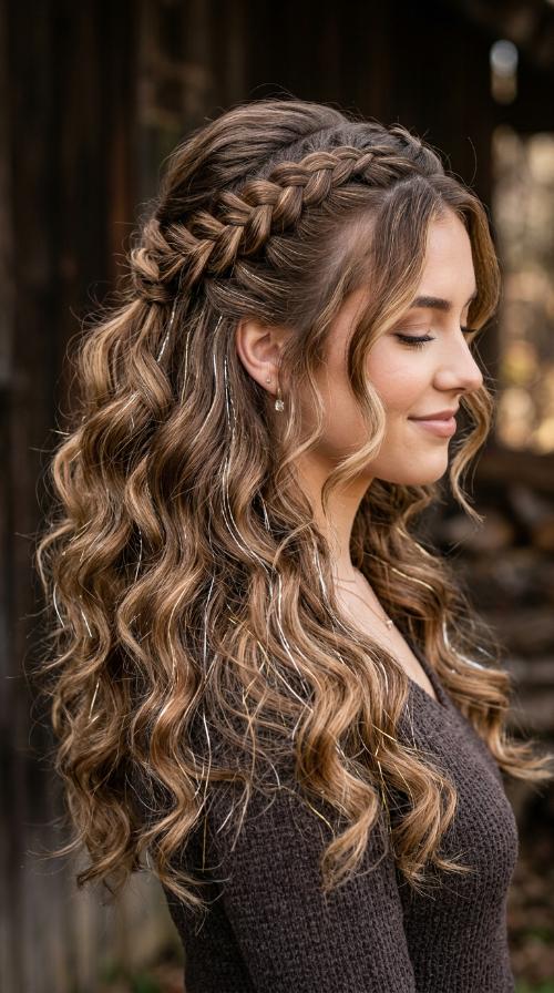 Shimmering Metallic Hair Tinsel Waves