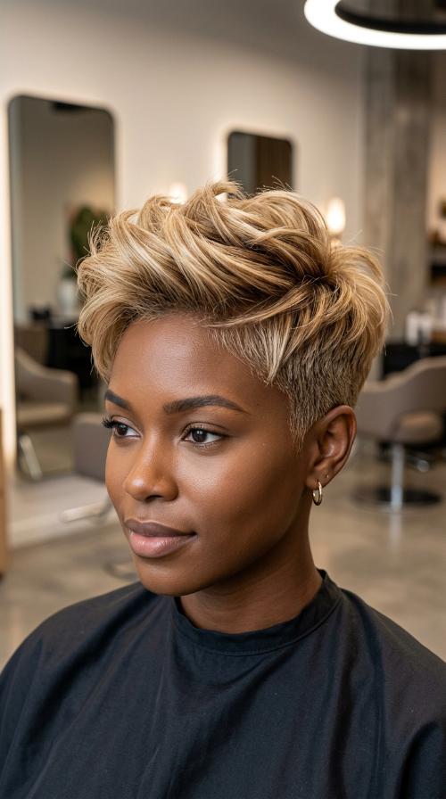Short Blonde Pixie Mohawk