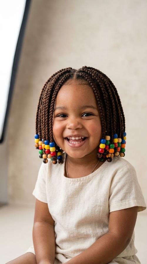 Short Bob Braids with Lightweight Stacked Beads