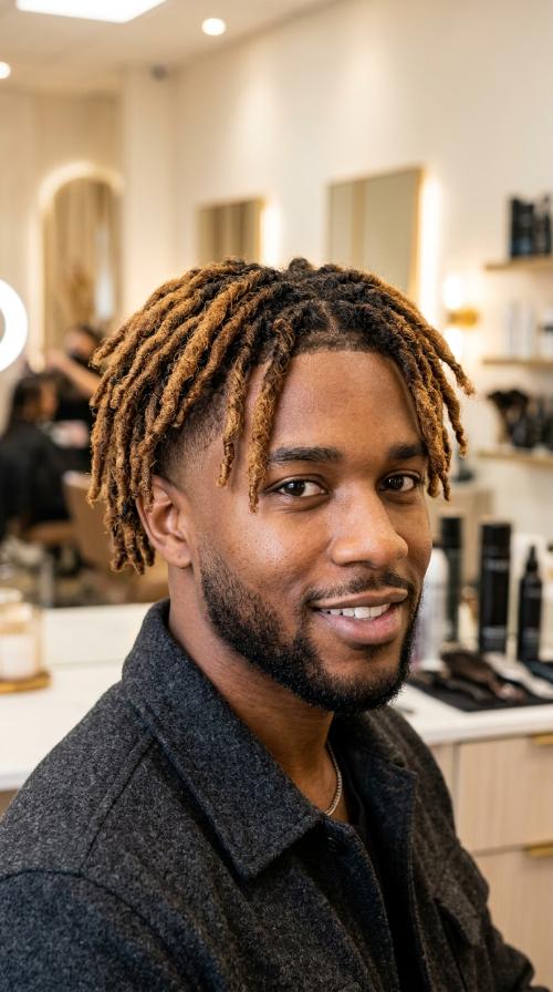 Short Locs with Taper Fade