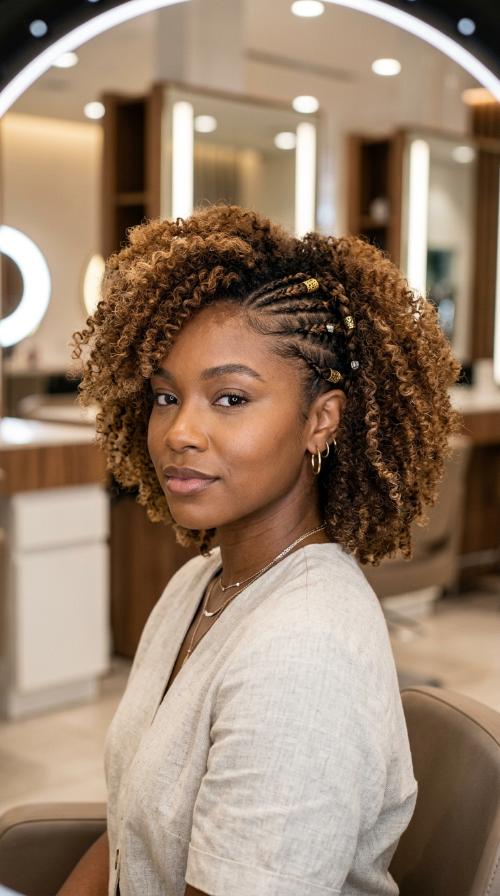 Short Natural TWA with Accessories