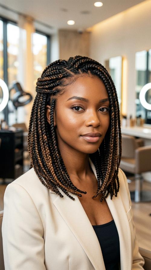 Shoulder-Length Box Braids for the Office