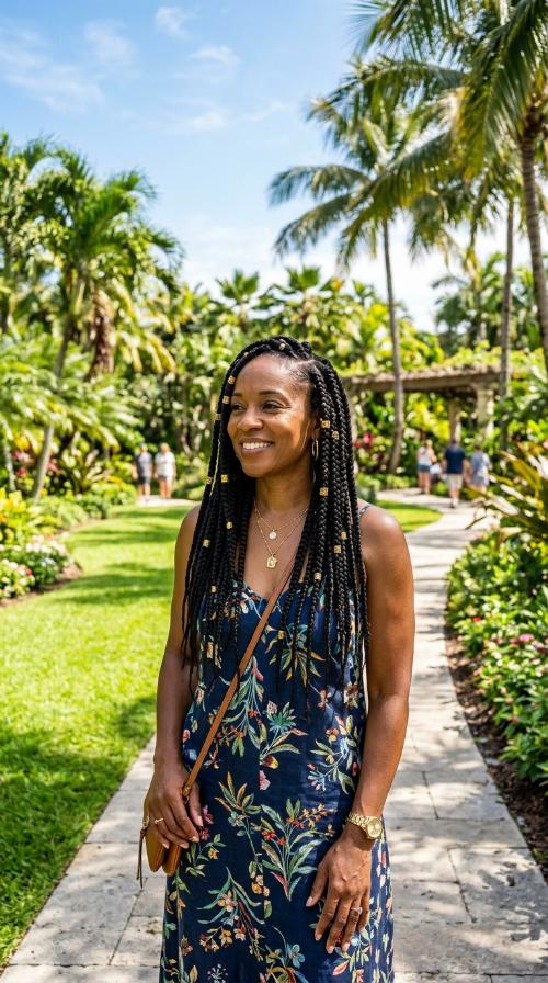 Shoulder Length Braids with Gold Cuffs