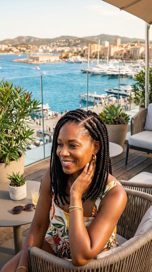 Shoulder Length Braids with Heart Part