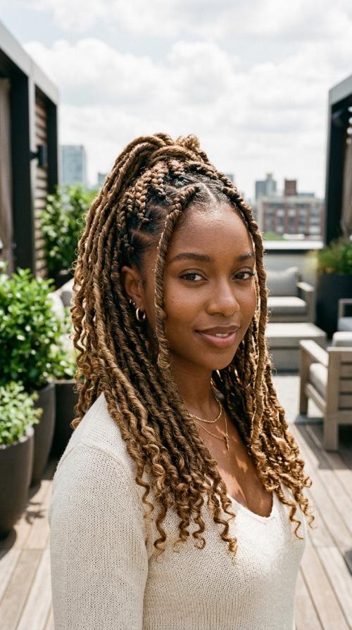 Shoulder-Length Faux Locs