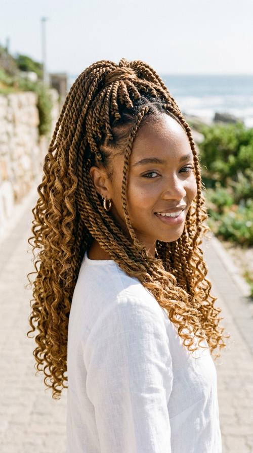 Shoulder-Length Senegalese Twists