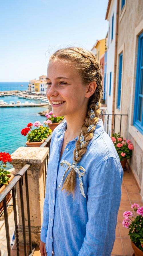 Side Braid with Ribbon
