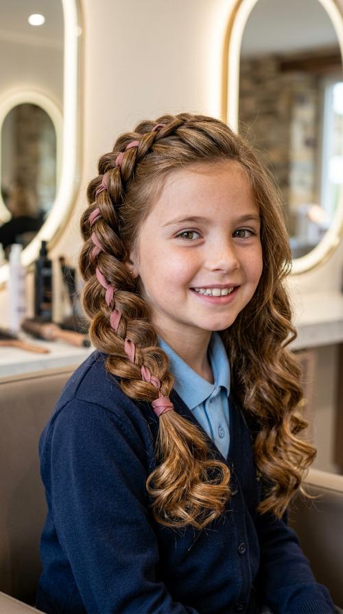 Side Braid with Ribbon