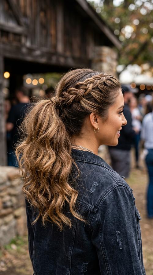 Side Dutch Braid to Ponytail