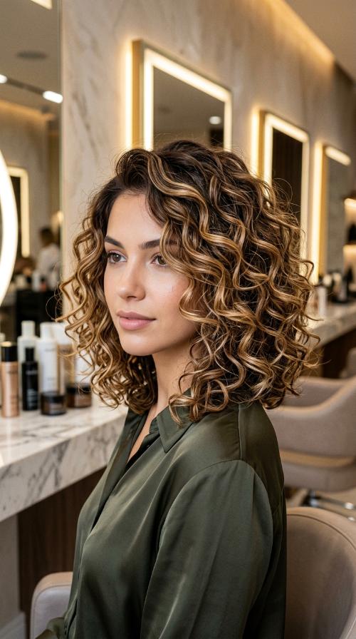 Side-Parted Curly Bob