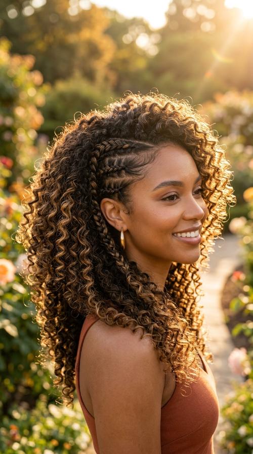 Side-Parted Medium Afro