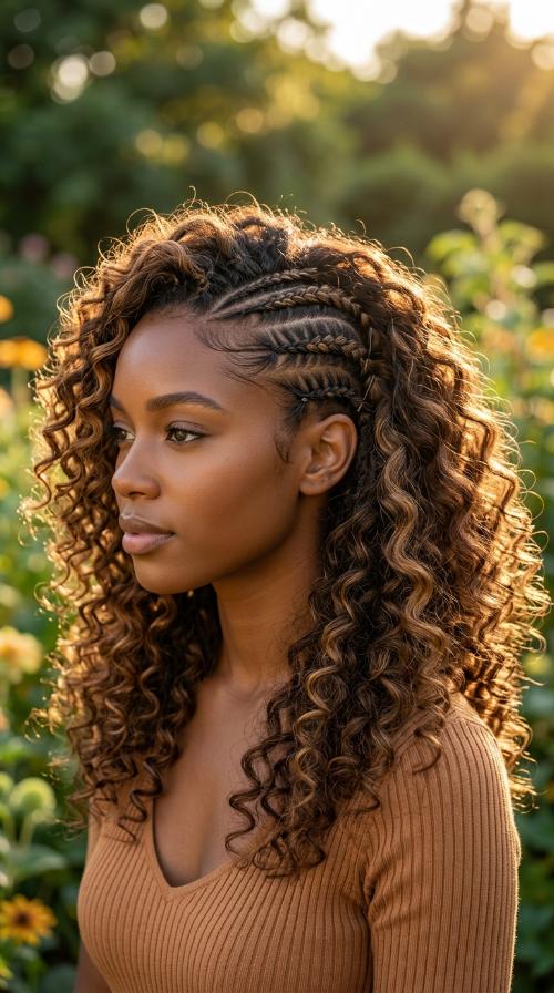 Side-Pinned Cornrows