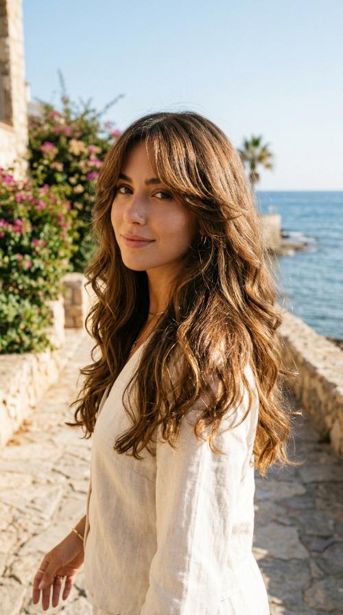 Side-Swept Bangs with Long Layers
