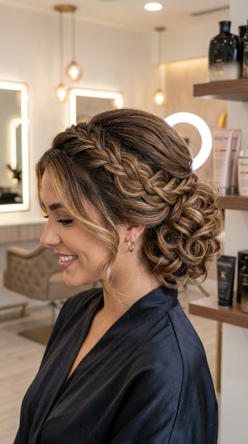 Side-Swept Braided Updo