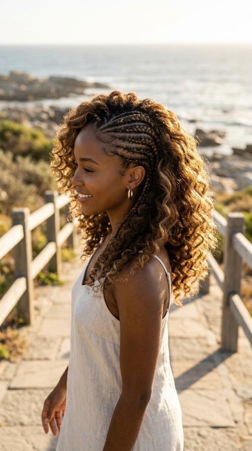 Side-Swept Cornrows