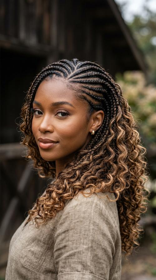Side-Swept Cornrows