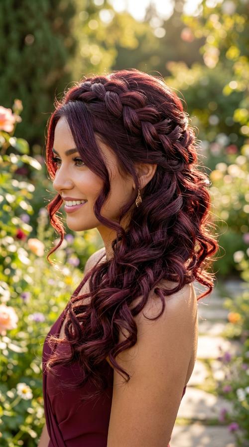 Side-Swept Curls for Burgundy