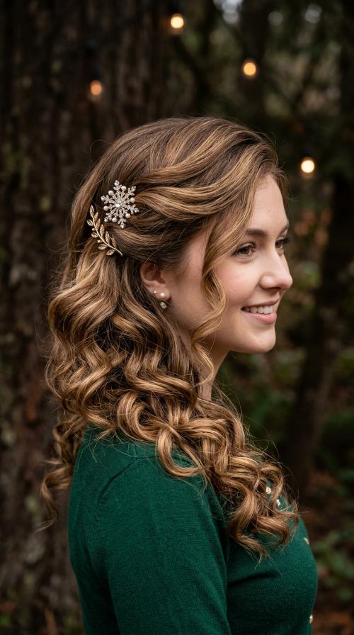 Side-Swept Curls with Clips