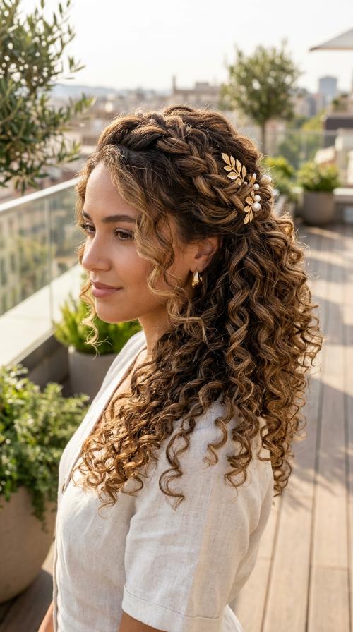 Side-Swept Curls with Clips