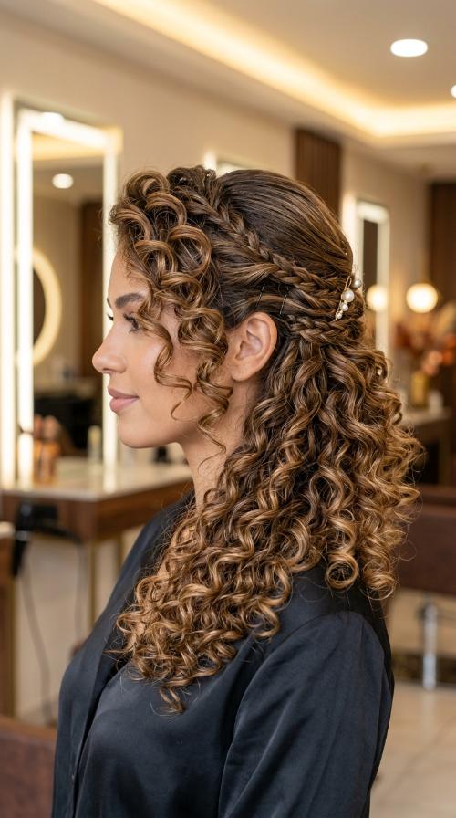 Side-Swept Curls with Pins