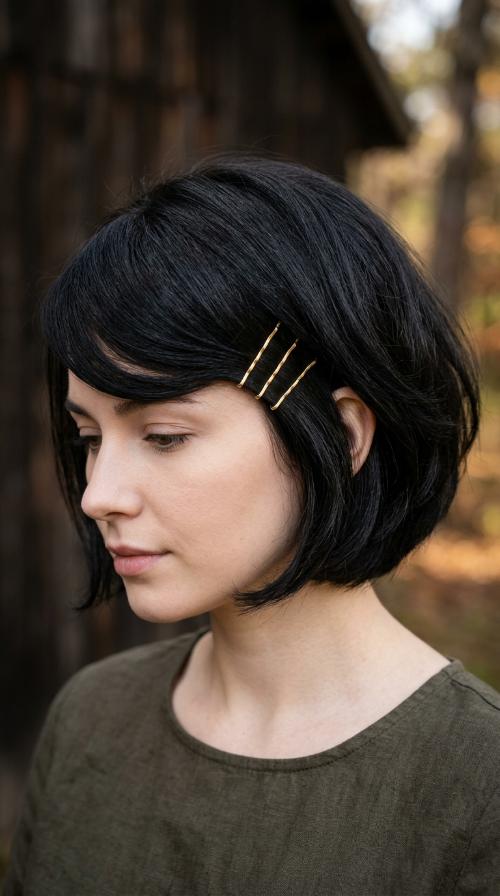Side-Swept Fringe with Bobby Pins
