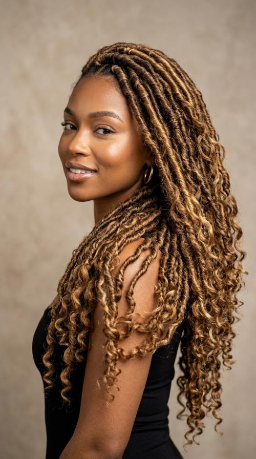 Side-Swept Goddess Locs