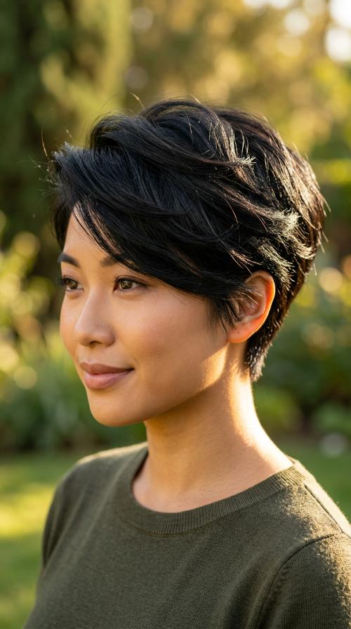 Side-Swept Layered Pixie