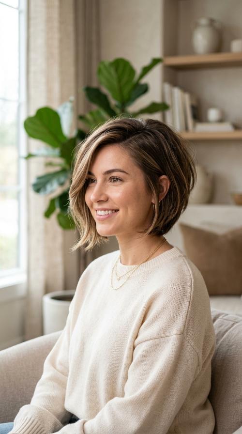 Side-Swept Stacked Bob